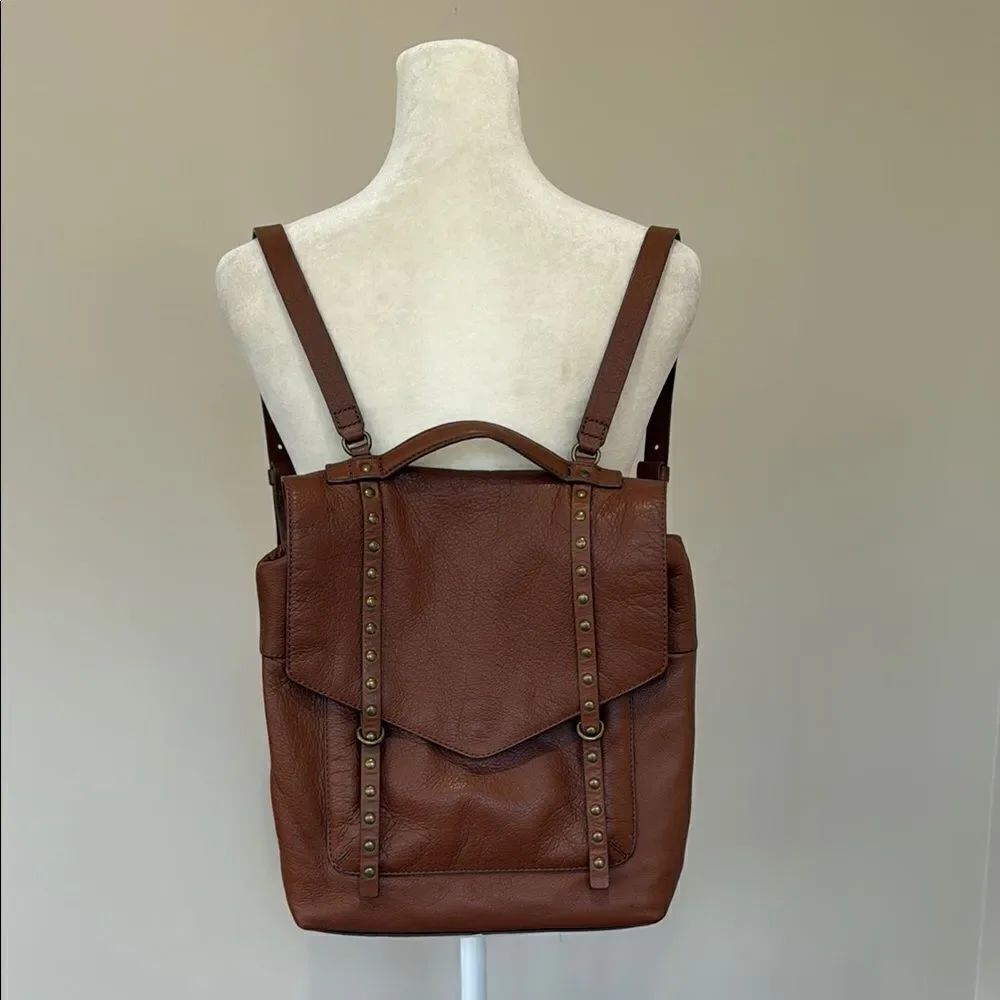 Lucky Genuine Leather Cognac Messenger Backpack